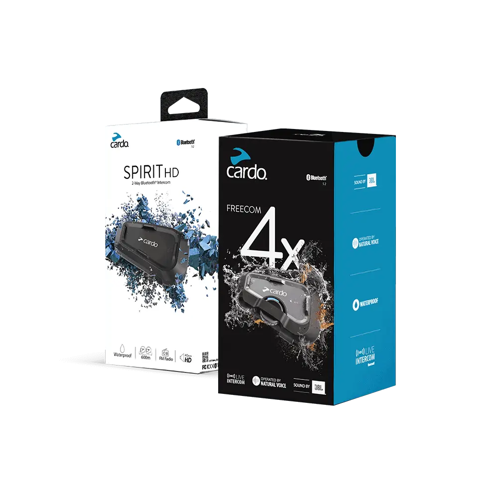Cardo Spirit HD – דיבורית בלוטוס + ערכת קומבו לתקשורת קסדה לארבעה רוכבים